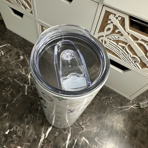 Louis Vuitton LV Blue White Leather Bling Glam Luxe Designer 20oz Tumbler - Picture 5 of 8